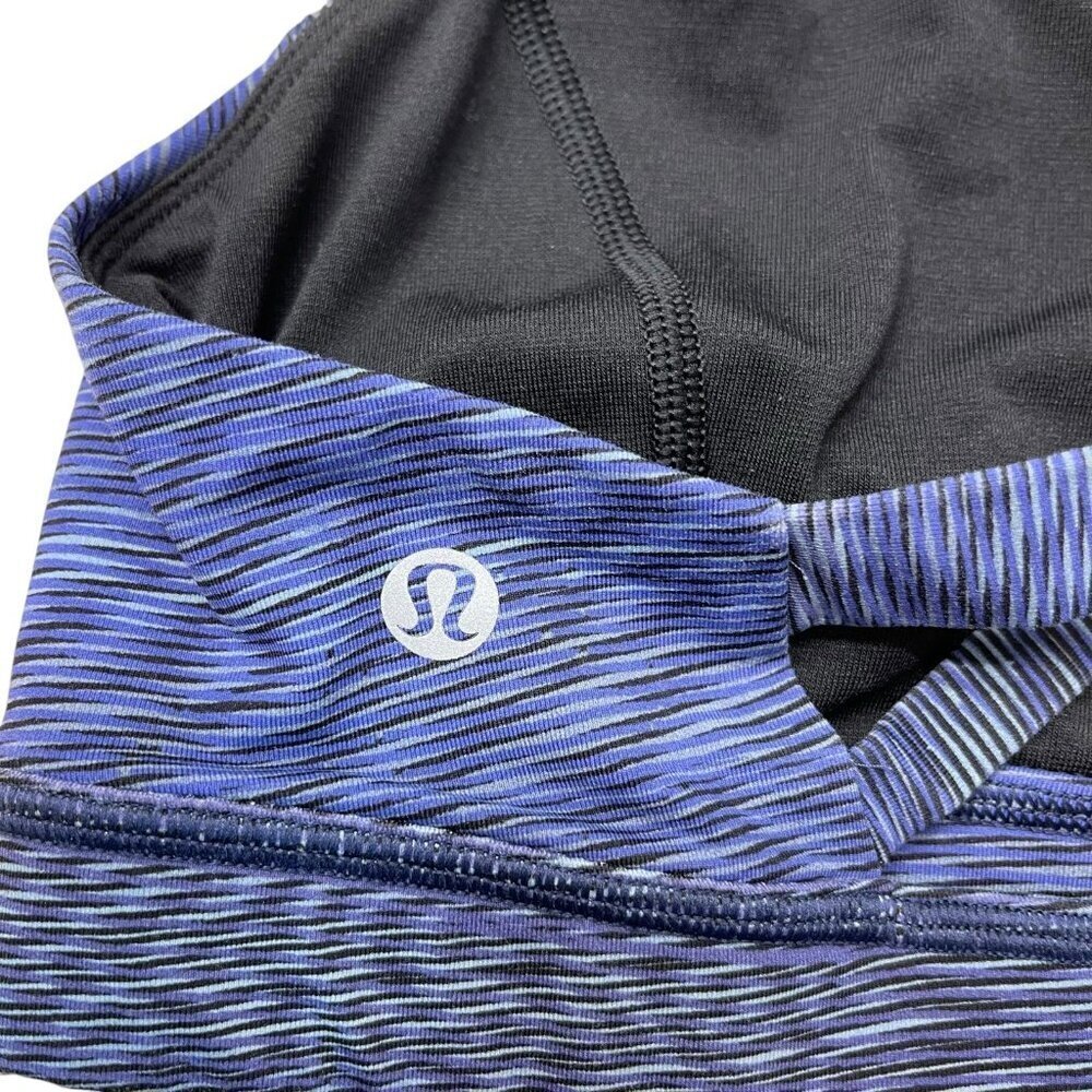 Lululemon Stash N’ Run Bra Size 4 Blue Black Gym Yoga Active Athletic Running - Picture 7 of 11